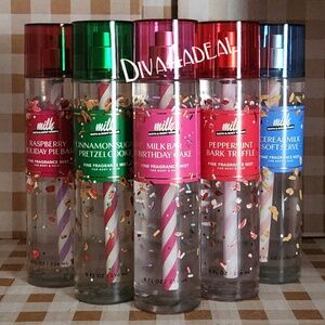 5X Bath & Body Works ASSORTMENT MILKBAR Collection 8 FL OZ Mist Spray Bundle